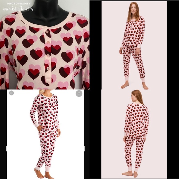 NEW! Kate Spade Double Heart Jogger PJ Set - Picture 2 of 10